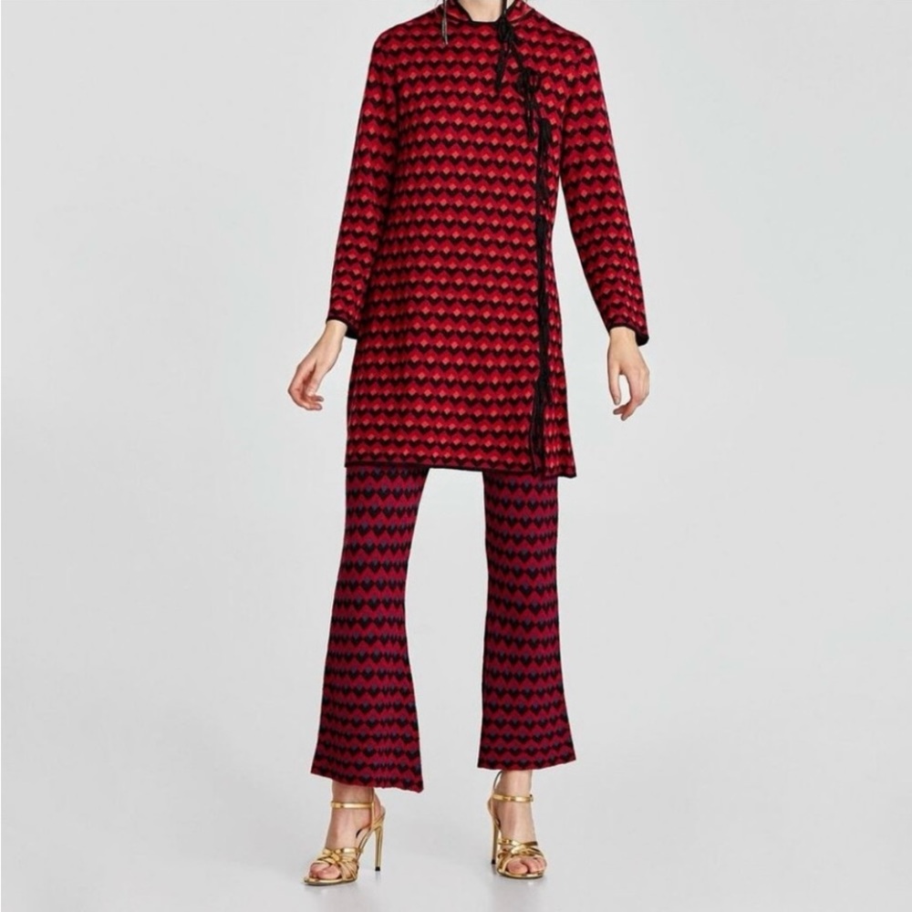 Zara Knit geometric print flare pants ♦️🟪 - Picture 3 of 15